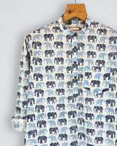 Navy Dreams – Printed Cotton Short Kurta